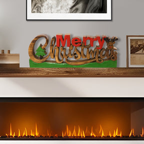 Merry Christmas Handmade Wooden Sculpture