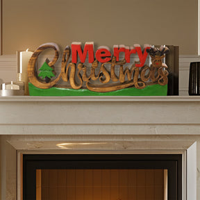 Merry Christmas Handmade Wooden Sculpture
