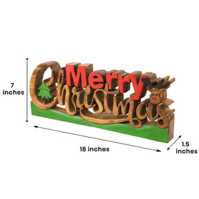 Merry Christmas Handmade Wooden Sculpture