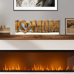 I Love Mom Handmade Wooden Sculpture