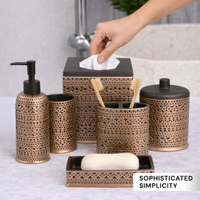 Elegant modern bathroom décor accessories set of 6 from The Cappello Collection, featuring stylish bath accessories by AH8323.