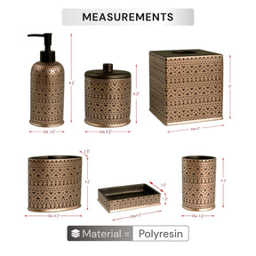 Modern bathroom décor accessories set of 6 from The Cappello Collection, featuring elegant, sleek bath accessories by AH8323.