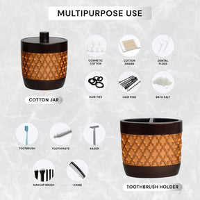 Elegant modern bathroom décor accessories set of 6 from The Wally Collection, featuring stylish bath set pieces and matching design.