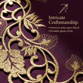 Plum Gold Placemats – Rustic Table Placemats 12x18 inch | Embroidered Dining Decor