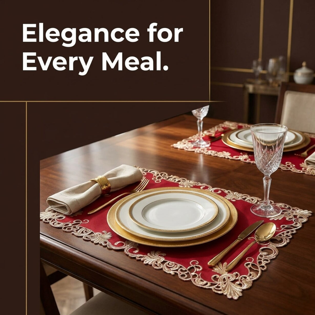 Burgundy Gold Placemats – Burgundy Charm, 12x18 Inch