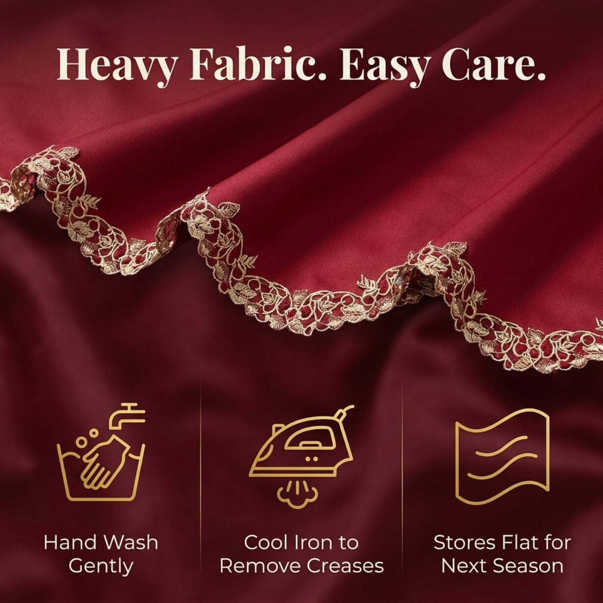 Burgundy Gold Mantel Scarf – Royal Garnet, 18x90 Inch