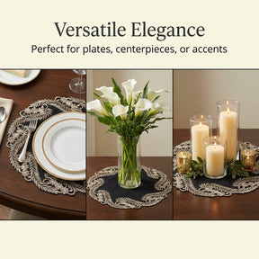 Black Gold Table Doilies – Elegant Decorative Runner, 15 Inch Rustic Dining Accents