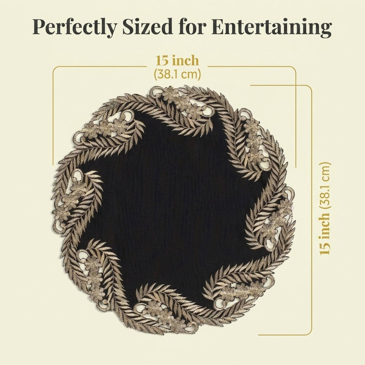 Black Gold Doilies – Ebony Bloom, 15 Inch