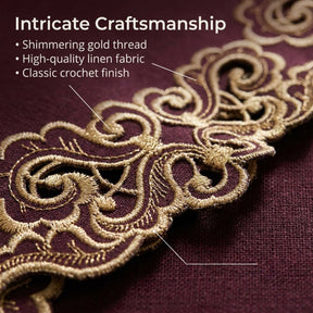 Plum Gold Doilies – Granada Collection 15 Inch Rustic Table Decor Embroidered Linens