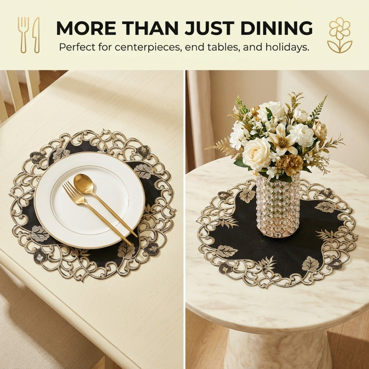 Black Gold Doilies – Midnight Gold, 15 Inch