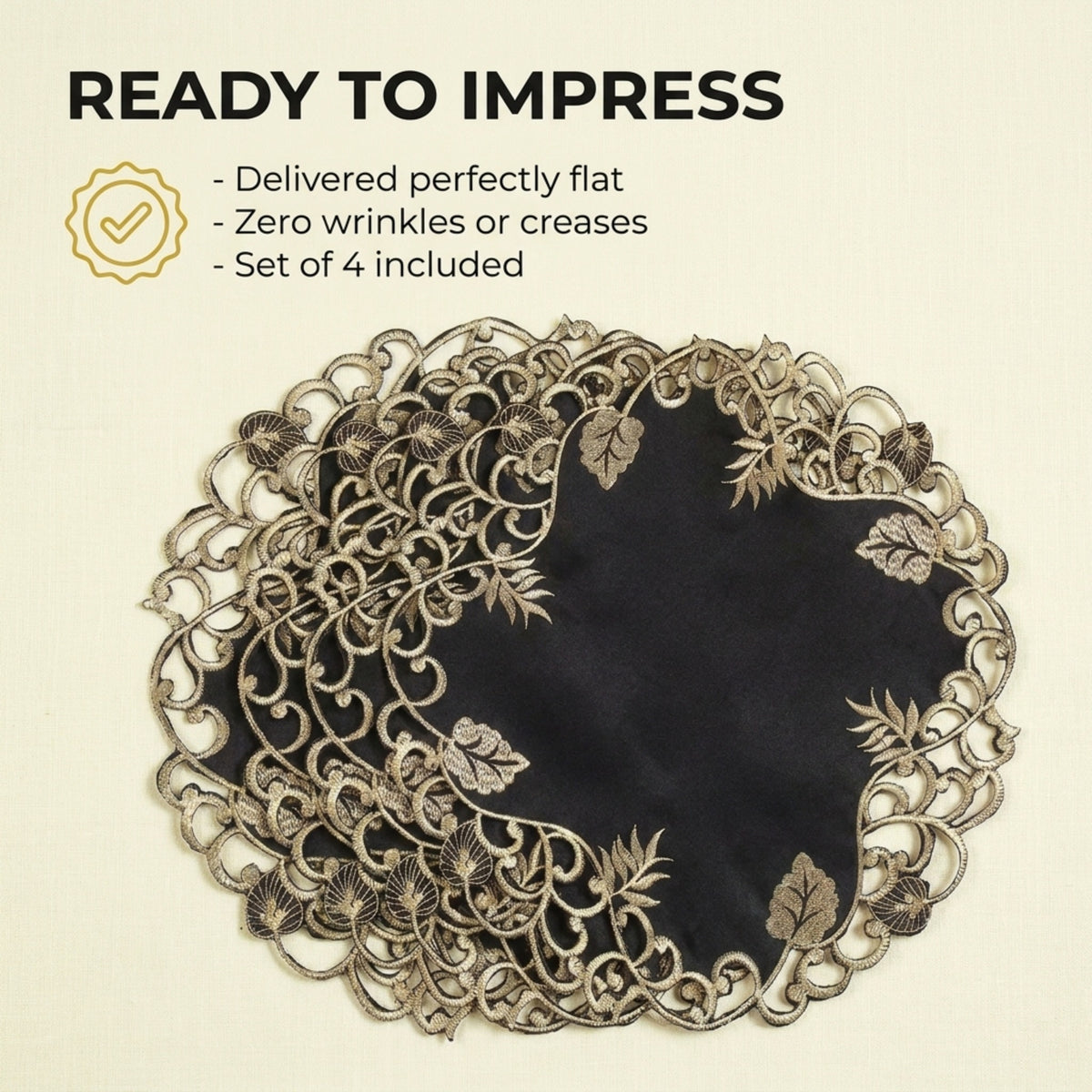 Black Gold Doilies – Midnight Gold, 15 Inch