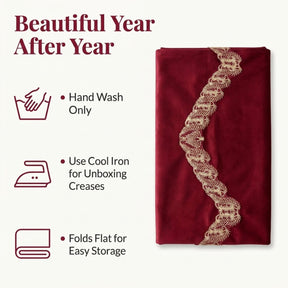 Burgundy Mantel Scarf – Rustic Fireplace Decor, Vintage Table Protector Scarf 18x90 Inch