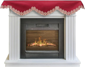 Burgundy Mantel Scarf – Rustic Fireplace Decor, Vintage Table Protector Scarf 18x90 Inch