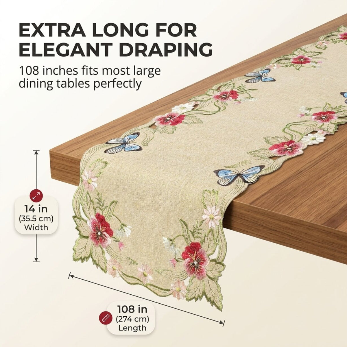 Beige Table Runner – Sandy Dune, 14x108 Inch