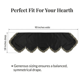 Black Gold Mantel Scarf – Vintage Fireplace Decor, Rustic Table Linen 18x90 Inch