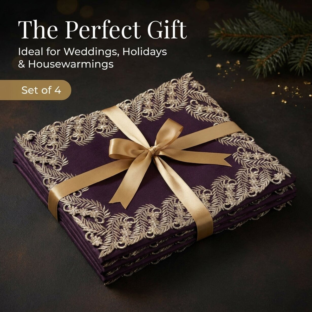 Purple Gold Placemats – Violet Dream, 12x18 Inch