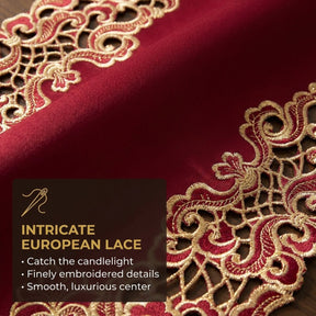 Burgundy Gold Table Runner – Granada Collection Rustic Embroidered Dining Decor 14x108 Inch