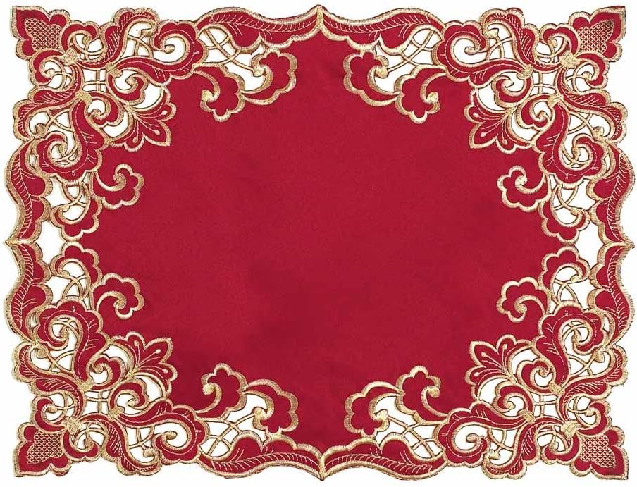Burgundy Gold Placemats – Crimson Glow, 12x18 Inch