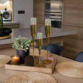 Gold Wine Glass Shaped Candle Holder - Set of 3