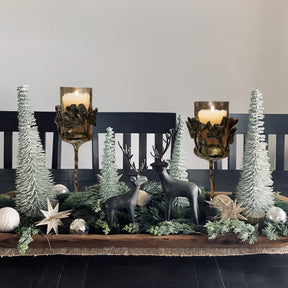 Gold Finished Candle Holder with Glass