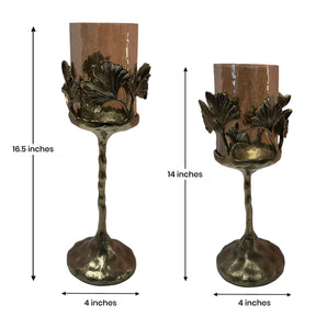 Gold Finished Candle Holder with Glass
