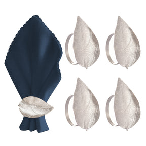 Silver Grace – Napkin Rings in Silver Leaf Design, Elegant Decorative Dining Table Décor