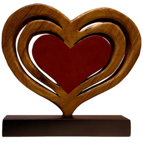 Decozen Home Decor Handmade Wooden Sculpture in Hearts Shape