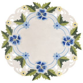 Decozen Blue or Green Lace White Doilies Set of 12 - Round Placemats European Embroidery for Dining Table Home Decor Wedding - 15 inches - The Eternal Grace Collection