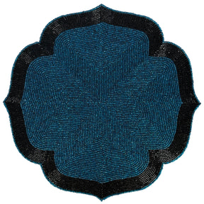 Decozen Teal and Black Beaded Placemats for Dining Table - Set of 6-14 Inches for Kitchen Decor Scratch Heat Resistant Charger Durable Tablemats