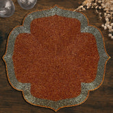 Burnt Orange and Silver Beaded Placemats for Dining Table - 14 Inches Heat Resistant Charger Durable Tablemats