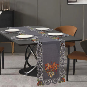 Decozen Charcoal Gray Doilies Set of 8 - Round Placemats European Embroidery for Dining Table Home Decor Wedding - 15 inches - The Charcoal Fleur Collection