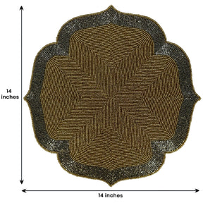 Decozen Golden and Silver Beaded Placemats for Dining Table - Set of 4-14 Inches for Kitchen Decor Scratch Heat Resistant Charger Durable Tablemats