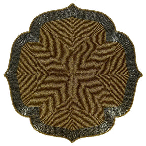 Decozen Golden and Silver Beaded Placemats for Dining Table - Set of 4-14 Inches for Kitchen Decor Scratch Heat Resistant Charger Durable Tablemats