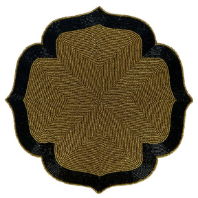 Decozen Golden and Black Beaded Placemats for Dining Table - Set of 6-14 Inches for Kitchen Decor Scratch Heat Resistant Charger Durable Tablemats