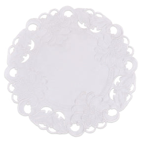 Decozen White Doilies Set of 12 - Round Placemats European Embroidery for Dining Table Home Decor Wedding - 15 inches - The Snow Blossom Collection
