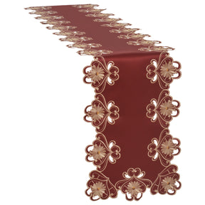 Decozen Gold Lace Red Table Runner - European Embroidery Dresser Decor Scarf for Home, Kitchen, Dining, and Wedding - 14 x 108 Inches - Valentines Day Decor - The Imperial Red Collection