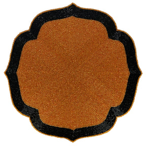 Decozen Warm Copper and Black Beaded Placemats for Dining Table - Set of 6-14 Inches for Kitchen Decor Scratch Heat Resistant Charger Durable Tablemats