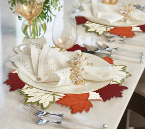 Decozen Cream White Doilies Set of 8 - Round Placemats European Embroidery for Dining Table Home Decor Wedding - 15 inches - The Falling Petals Collection