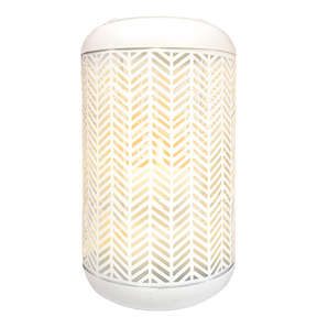 White Lattice Pattern with Glass Candle Holder Lantern