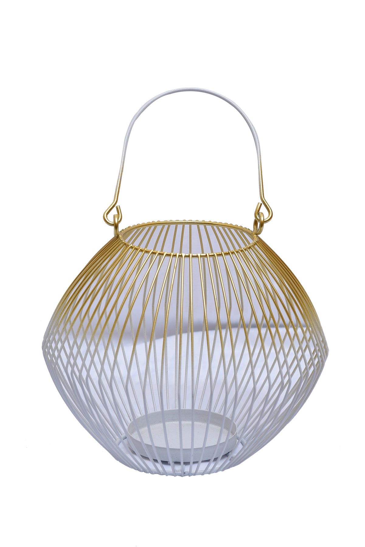 White and Gold Candle Holder Lantern