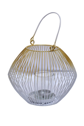 White and Gold Candle Holder Lantern
