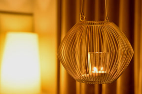 White and Gold Candle Holder Lantern