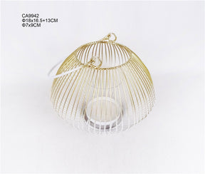 White and Gold Candle Holder Lantern
