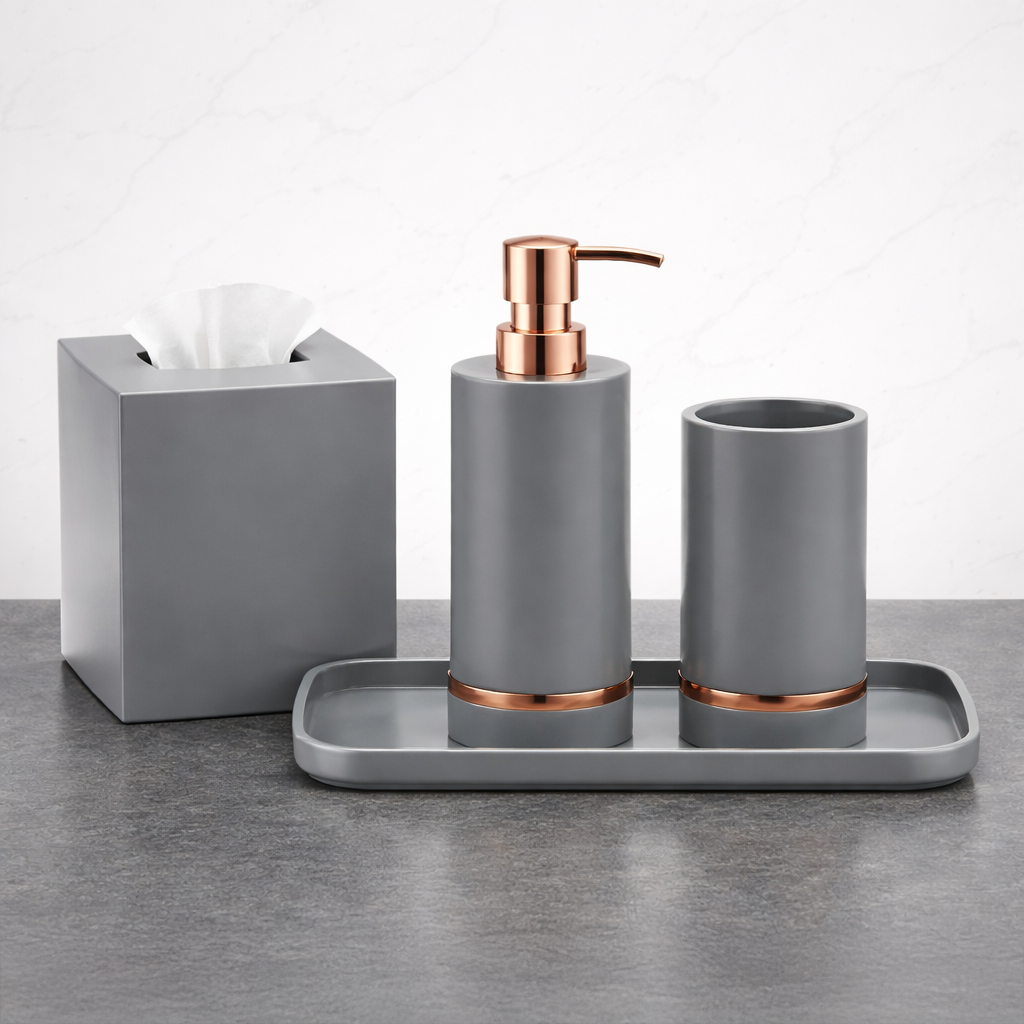 The Elegant Haven Collection – Elegant Modern Bathroom Décor Accessories Set of 4