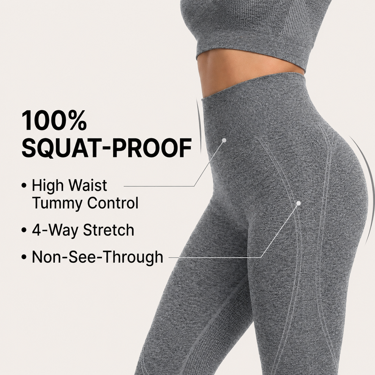 Yogazen Women's Seamless 2-Piece Workout Set – Dark Grey