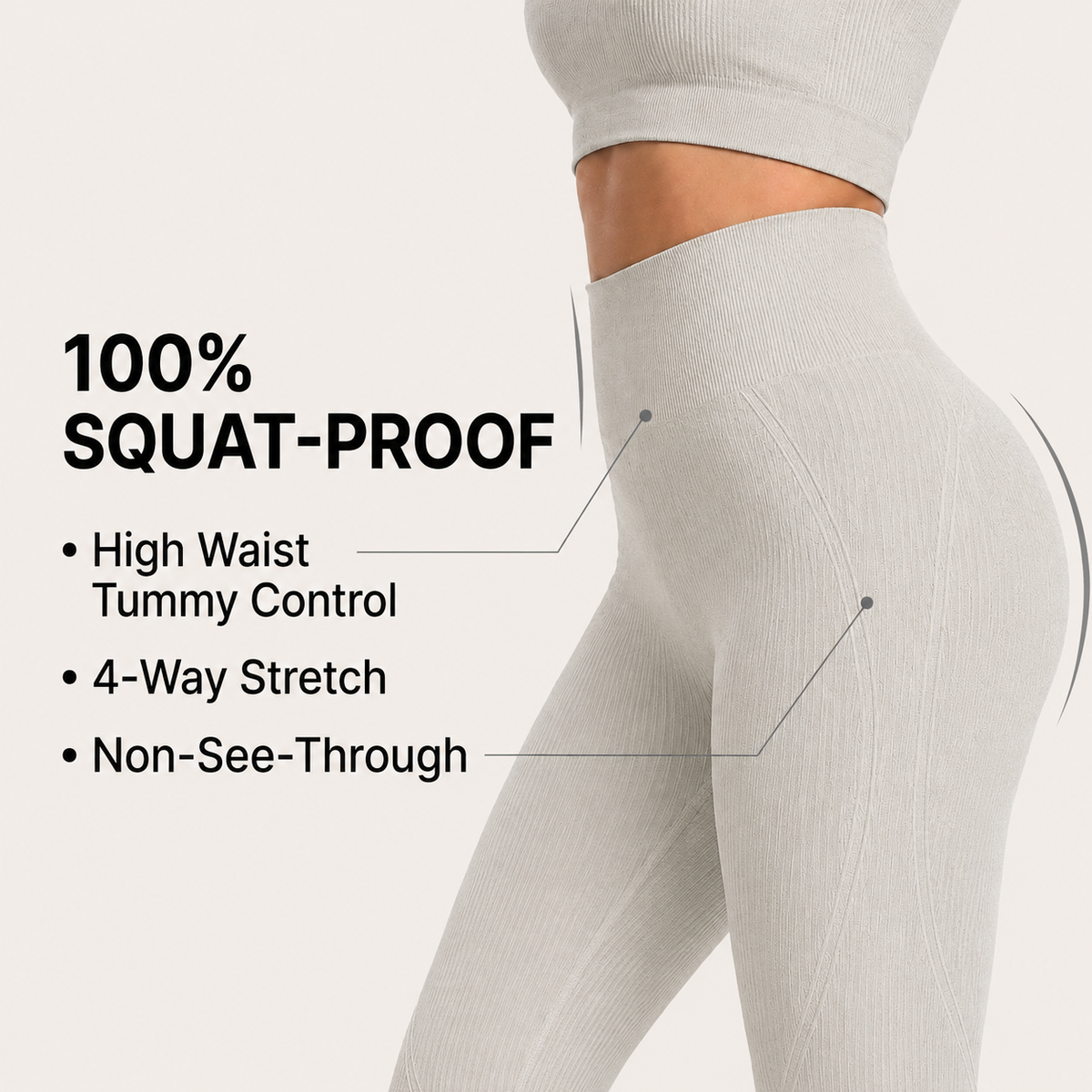 Yogazen Women's Seamless 2-Piece Workout Set – Light Grey