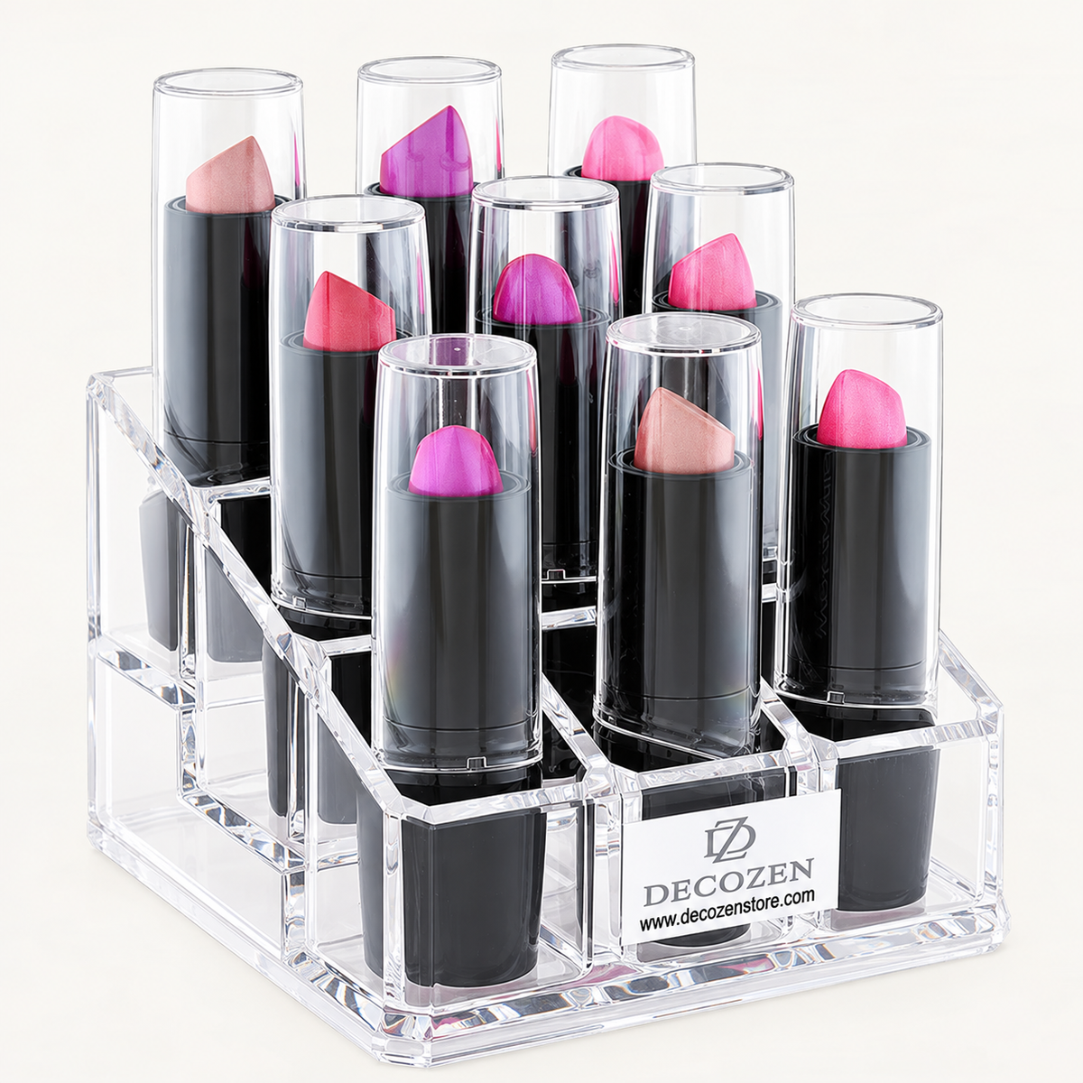 Clear Makeup Organizer - 9 Slot Lipstick Holder Acrylic Storage Box For Neat Makeup