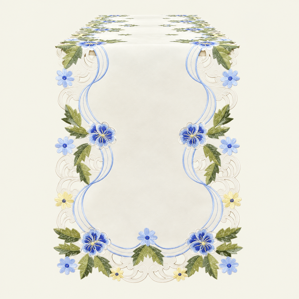 Blue Green Lace Runner – Eternal Grace, 14x108 Inch