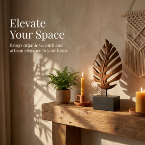 Hand-carved wooden sculpture of a leaf from Decozen's Madilyn Leaf collection, ideal for artistic home décor or gift.