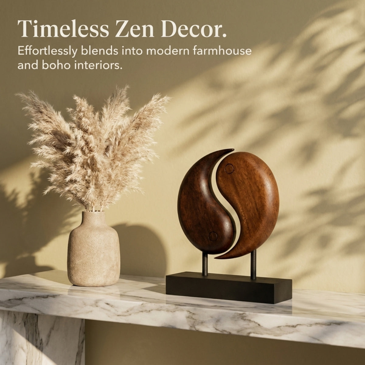 Hand-carved Yin Yang wooden sculpture by PAT013, artistic decor piece for home or farm house, ideal gift for mom